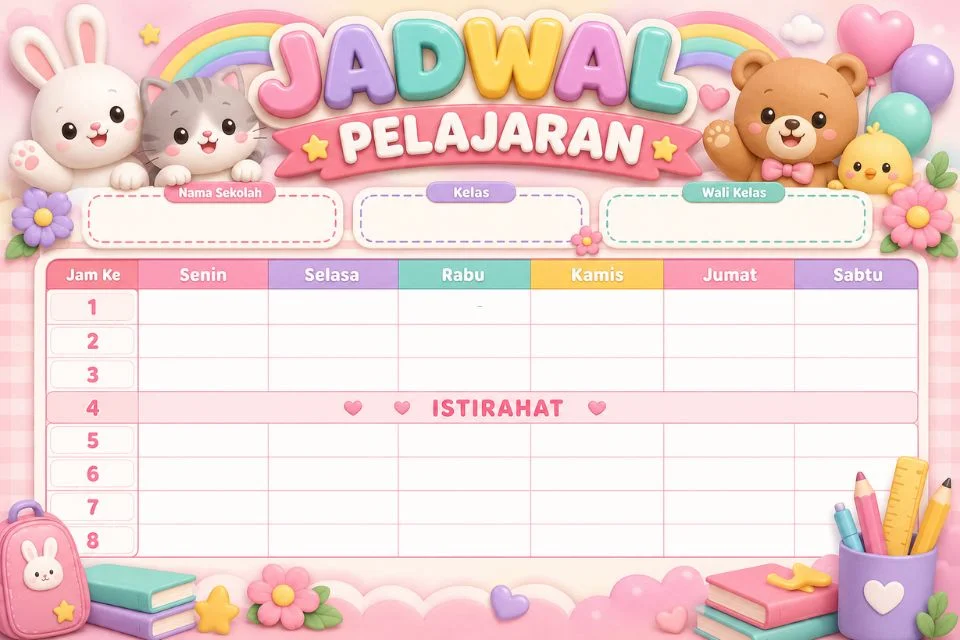 Prompt Poster Jadwal Pelajaran Cute